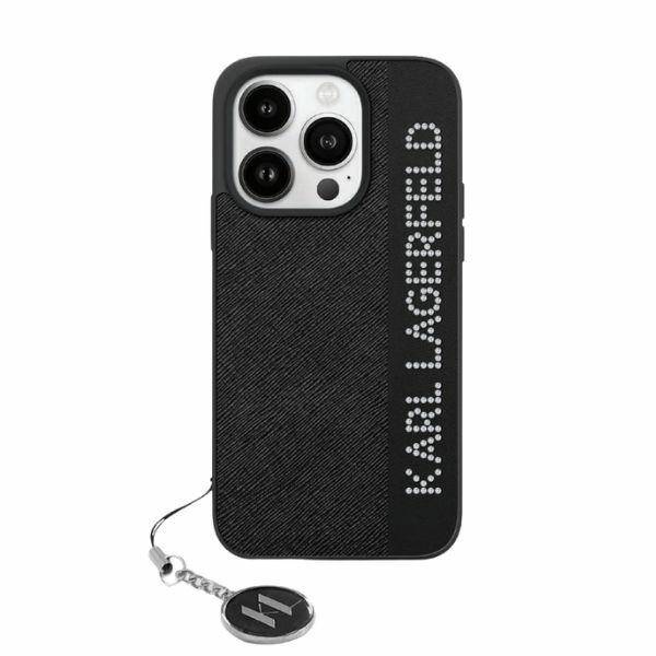 ETUI DO IPHONE 15 PRO 6.1" KARL LAGERFELD SAFFIANO RHINESTONES & CHARM