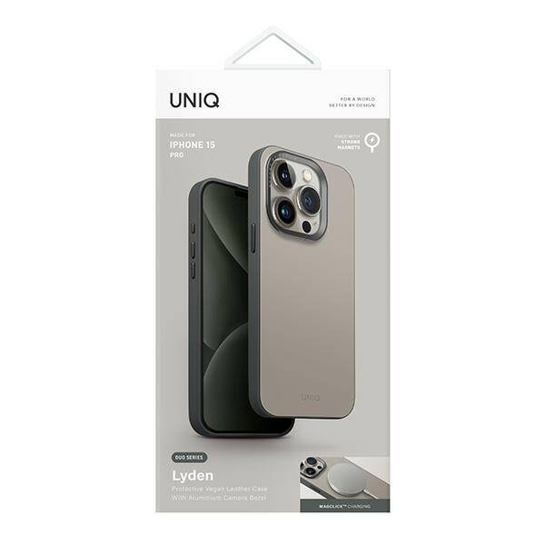 ETUI DO IPHONE 15 PRO 6.1" UNIQ LYDEN DS MAGCLICK CHARGING BEŻOWO-ZIELONE