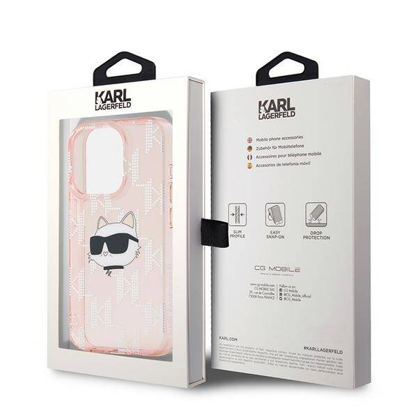 ETUI DO IPHONE 15 PRO KARL LAGERFELD IML CHOUPETTE HEAD & MONOGRAM RÓŻOWE