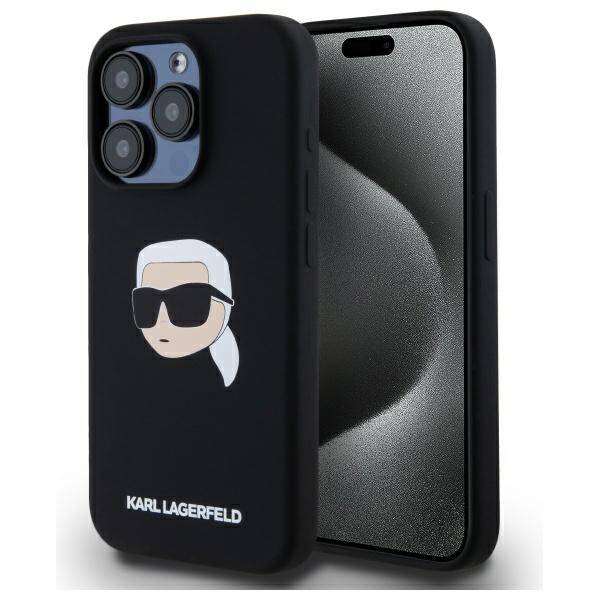 ETUI DO IPHONE 15 PRO KARL LAGERFELD SILICONE KARL HEAD MAGSAFE CZARNE