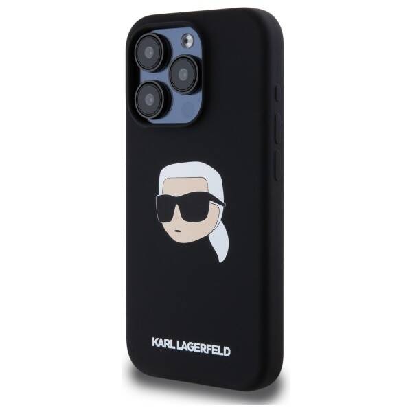 ETUI DO IPHONE 15 PRO KARL LAGERFELD SILICONE KARL HEAD MAGSAFE CZARNE