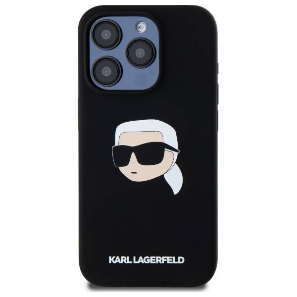 ETUI DO IPHONE 15 PRO KARL LAGERFELD SILICONE KARL HEAD MAGSAFE CZARNE