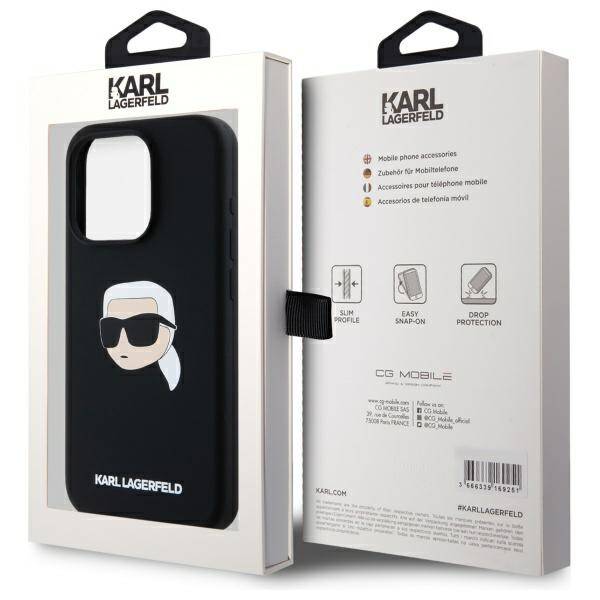 ETUI DO IPHONE 15 PRO KARL LAGERFELD SILICONE KARL HEAD MAGSAFE CZARNE