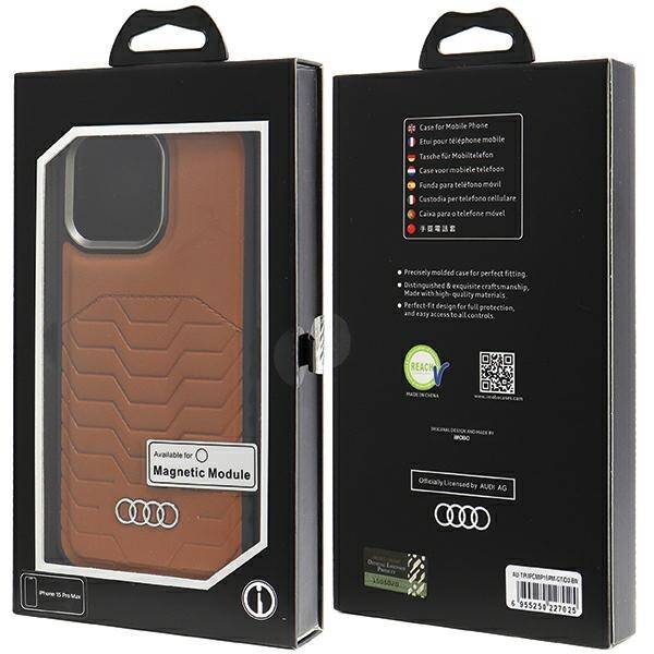 ETUI DO IPHONE 15 PRO MAX 6.7" AUDI SYNTHETIC LEATHER MAGSAFE BRĄZOWE 