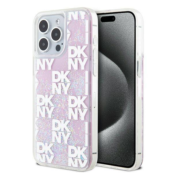 ETUI DO IPHONE 15 PRO MAX 6.7" DKNY LIQUID GLITTER MULTILOGO RÓŻOWE