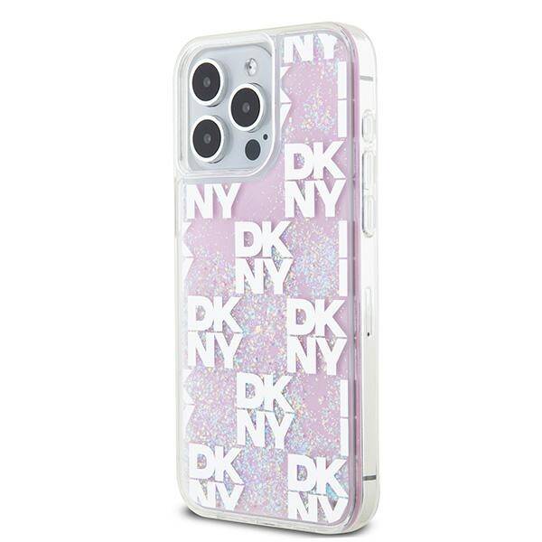 ETUI DO IPHONE 15 PRO MAX 6.7" DKNY LIQUID GLITTER MULTILOGO RÓŻOWE