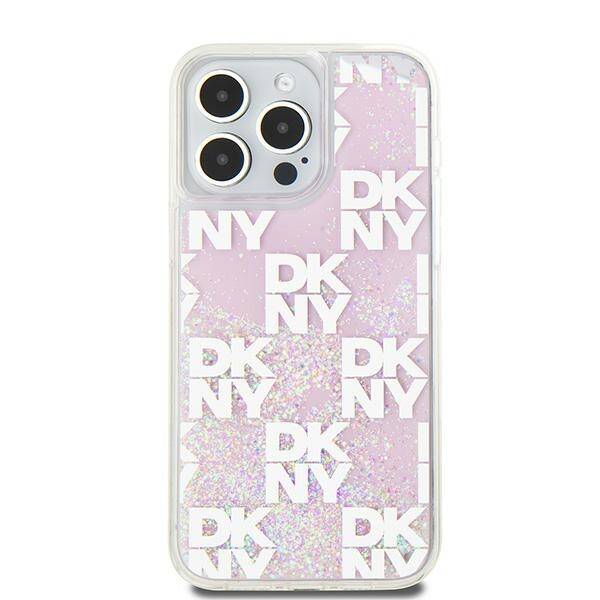 ETUI DO IPHONE 15 PRO MAX 6.7" DKNY LIQUID GLITTER MULTILOGO RÓŻOWE