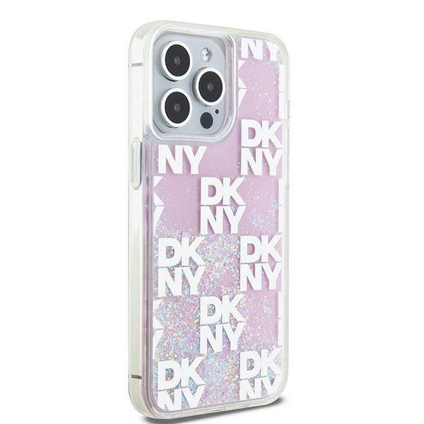 ETUI DO IPHONE 15 PRO MAX 6.7" DKNY LIQUID GLITTER MULTILOGO RÓŻOWE