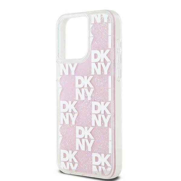 ETUI DO IPHONE 15 PRO MAX 6.7" DKNY LIQUID GLITTER MULTILOGO RÓŻOWE