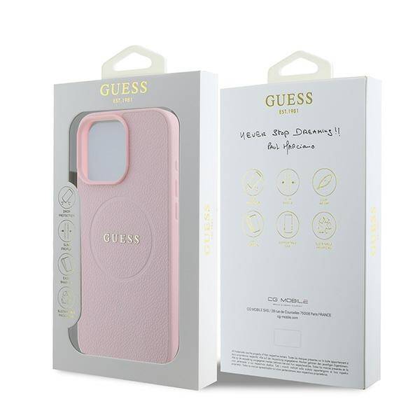 ETUI DO IPHONE 15 PRO MAX 6.7" GUESS GRAINED RING MAGSAFE RÓŻOWE