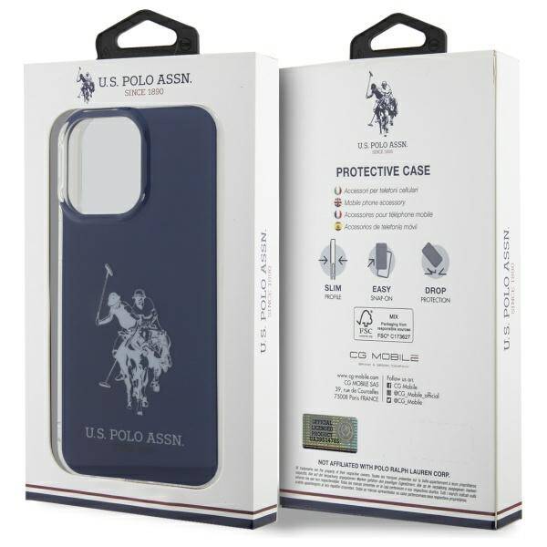 ETUI DO IPHONE 15 PRO MAX 6,7" US POLO SHINY BIG LOGO NIEBIESKIE