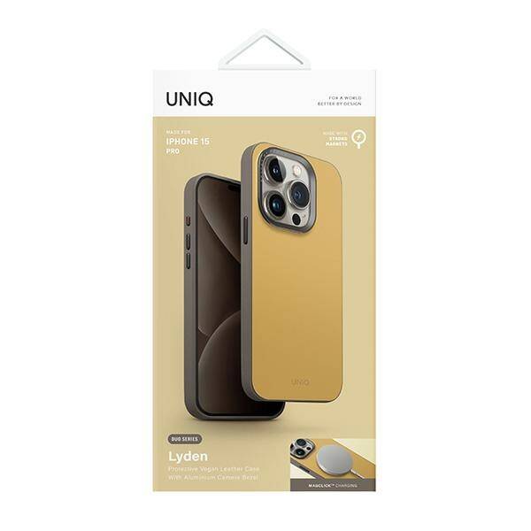 ETUI DO IPHONE 15 PRO UNIQ LYDEN DS MAGCLICK CHARGING ŻÓŁTO-SZARE