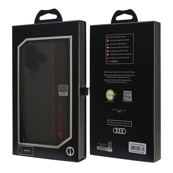 ETUI DO IPHONE 16 6.1" AUDI CARBON FIBER STRIPE CZARNE