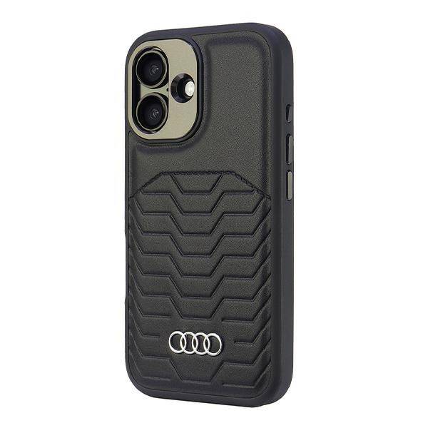 ETUI DO IPHONE 16 6.1" AUDI SYNTHETIC LEATHER MAGSAFE CZARNE