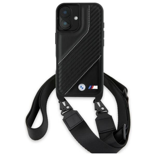 ETUI DO IPHONE 16 6.1" BMW M EDITION CARBON STRIPE & STRAP CZARNE