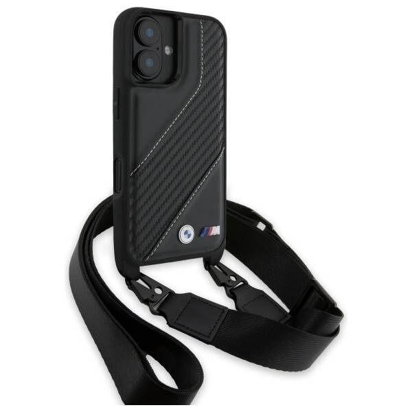 ETUI DO IPHONE 16 6.1" BMW M EDITION CARBON STRIPE & STRAP CZARNE