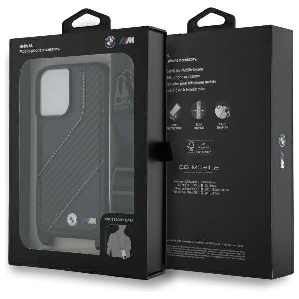 ETUI DO IPHONE 16 6.1" BMW M EDITION CARBON STRIPE & STRAP CZARNE