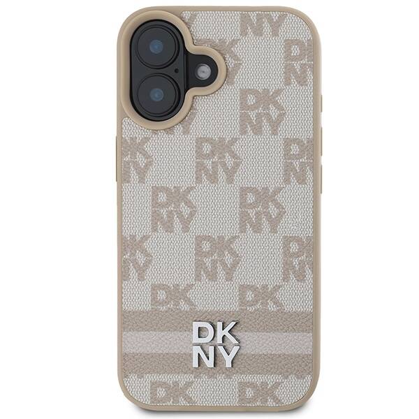 ETUI DO IPHONE 16 6.1" DKNY CHECKERED PATTERN & PRINTED STRIPES RÓŻOWE