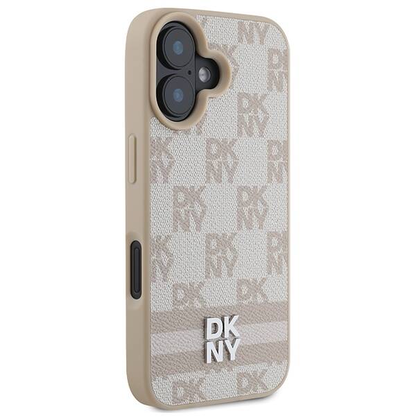 ETUI DO IPHONE 16 6.1" DKNY CHECKERED PATTERN & PRINTED STRIPES RÓŻOWE