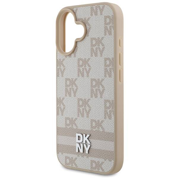 ETUI DO IPHONE 16 6.1" DKNY CHECKERED PATTERN & PRINTED STRIPES RÓŻOWE