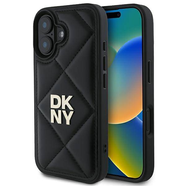 ETUI DO IPHONE 16 6.1" DKNY QUILTED STACK LOGO CZARNE