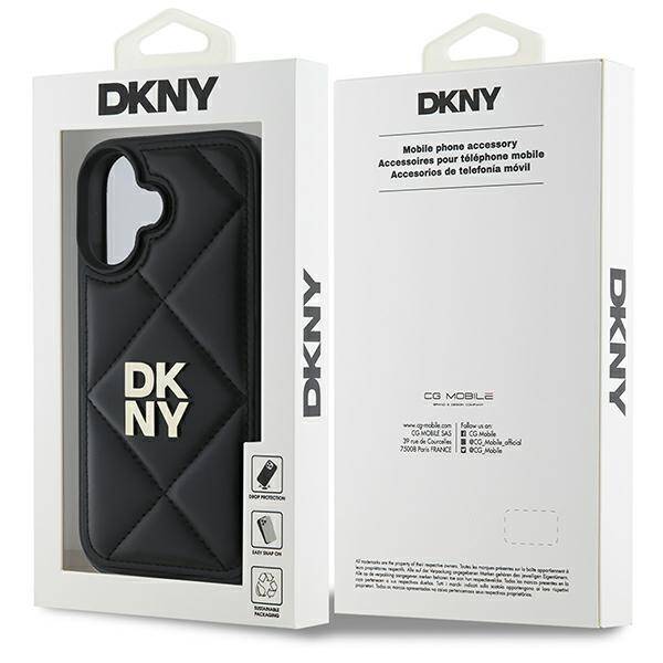 ETUI DO IPHONE 16 6.1" DKNY QUILTED STACK LOGO CZARNE