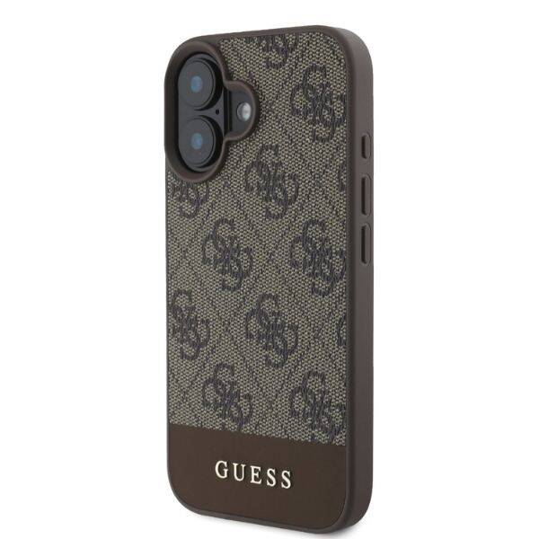 ETUI DO IPHONE 16 6.1" GUESS 4G BOTTOM STRIPE BRĄZOWE