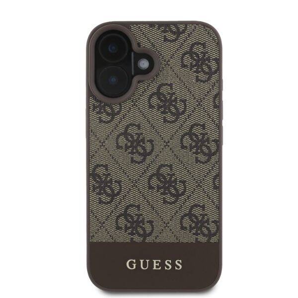 ETUI DO IPHONE 16 6.1" GUESS 4G BOTTOM STRIPE BRĄZOWE