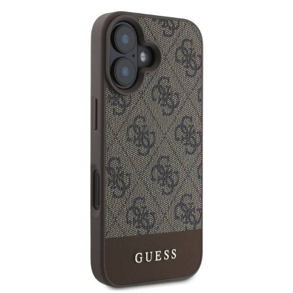 ETUI DO IPHONE 16 6.1" GUESS 4G BOTTOM STRIPE BRĄZOWE