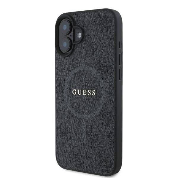 ETUI DO IPHONE 16 6.1" GUESS 4G RING CLASSIC LOGO MAGSAFE CZARNE