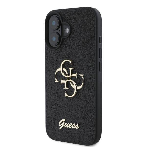 ETUI DO  IPHONE 16 6.1" GUESS FIXED GLITTER BIG 4G CZARNE