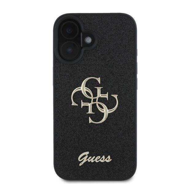 ETUI DO  IPHONE 16 6.1" GUESS FIXED GLITTER BIG 4G CZARNE