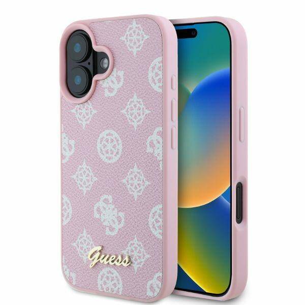 ETUI DO IPHONE 16 6.1" GUESS PEONY SCRIPT MAGSAFE RÓŻOWE