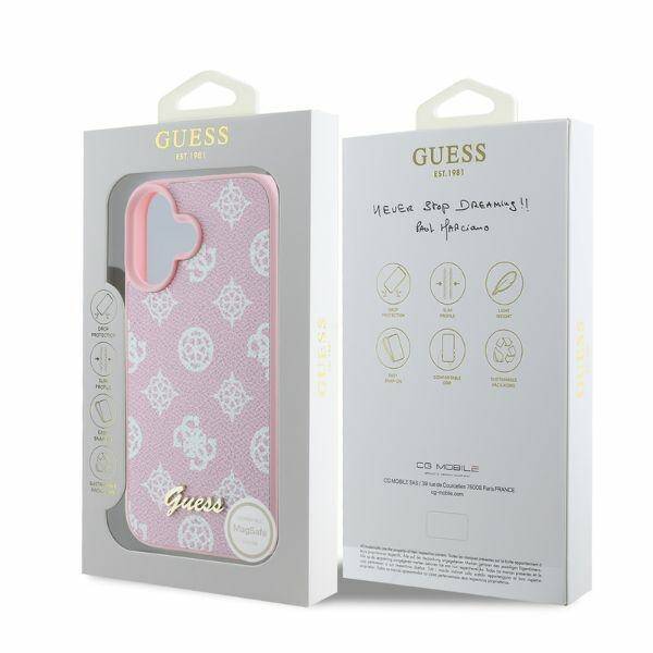 ETUI DO IPHONE 16 6.1" GUESS PEONY SCRIPT MAGSAFE RÓŻOWE