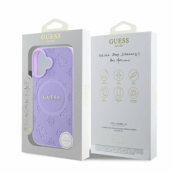 ETUI DO IPHONE 16 6.1" GUESS SAFFIANO PEONY CLASSIC LOGO MAGSAFE