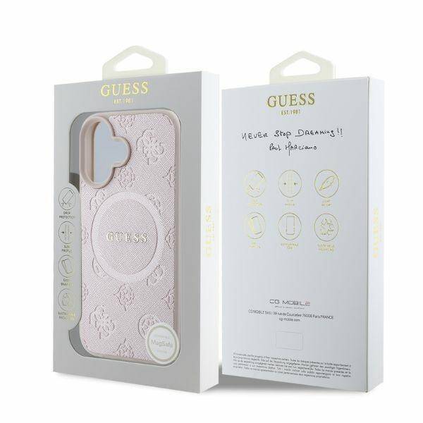 ETUI DO IPHONE 16 6.1" GUESS SAFFIANO PEONY CLASSIC LOGO MAGSAFE