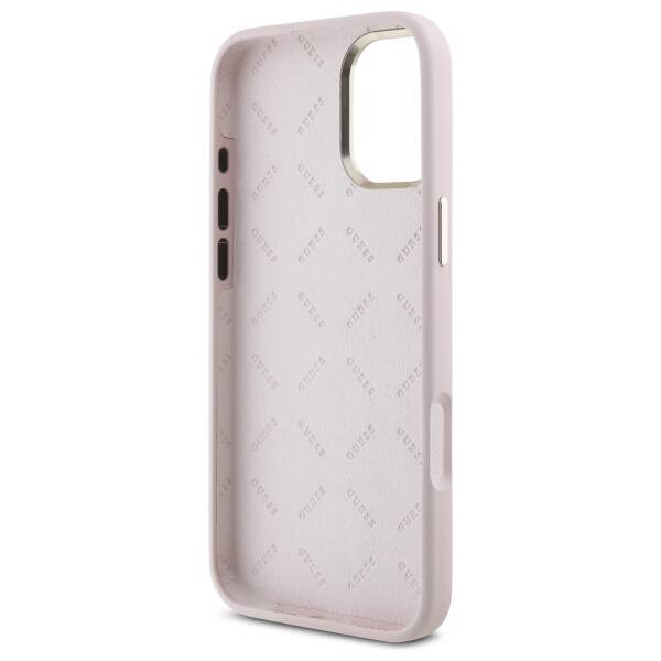 ETUI DO IPHONE 16 6.1" GUESS SILICONE SCRIPT METAL LOGO & FRAME RÓŻOWE