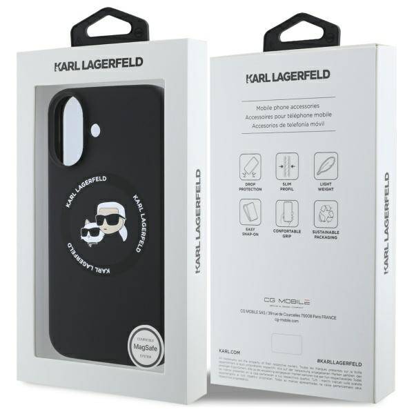 ETUI DO IPHONE 16  6.1" KARL LAGERFELD KARL&CHOUPETTE HEADS MAGSAFE CZARNE