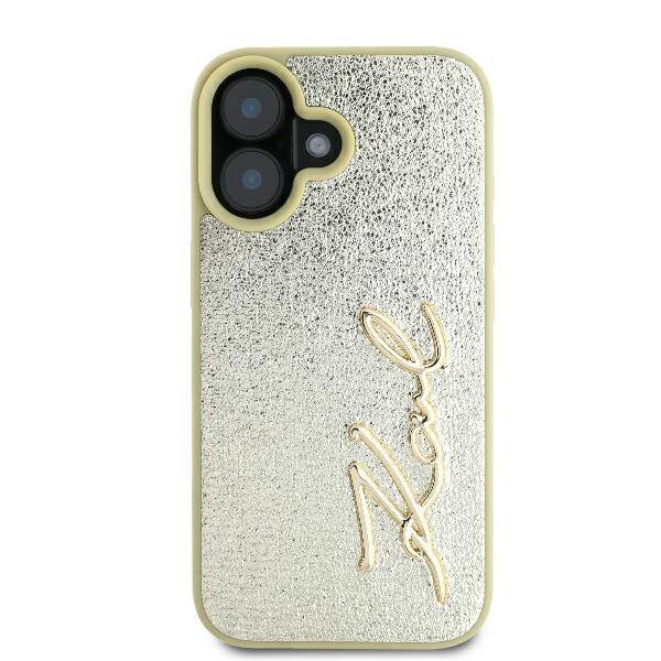 ETUI DO IPHONE 16 6.1" KARL LAGERFELD METAL SIGNATURE ZŁOTE