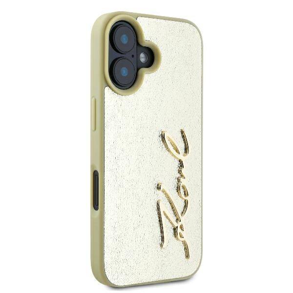 ETUI DO IPHONE 16 6.1" KARL LAGERFELD METAL SIGNATURE ZŁOTE