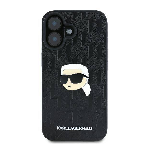 ETUI DO IPHONE 16 6.1" KARL LAGERFELD MONOGRAM KARL HEAD PIN CZARNE