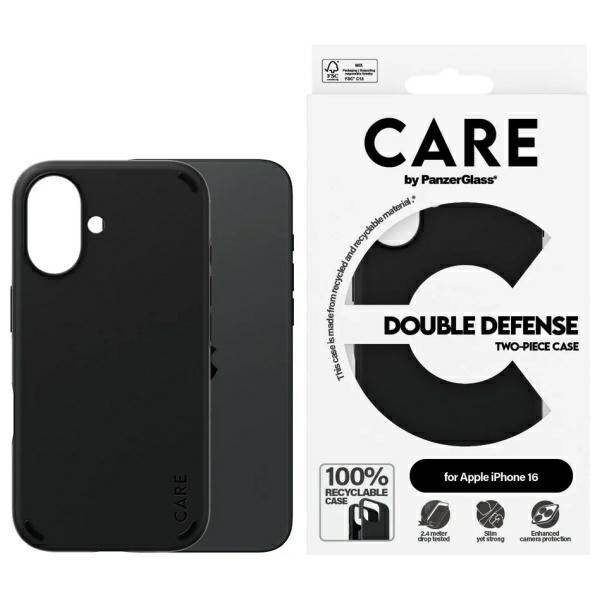 ETUI DO IPHONE 16 CARE BY PANZERGLASS FEATURE DOUBLE DEFENSE CASE CZARNE