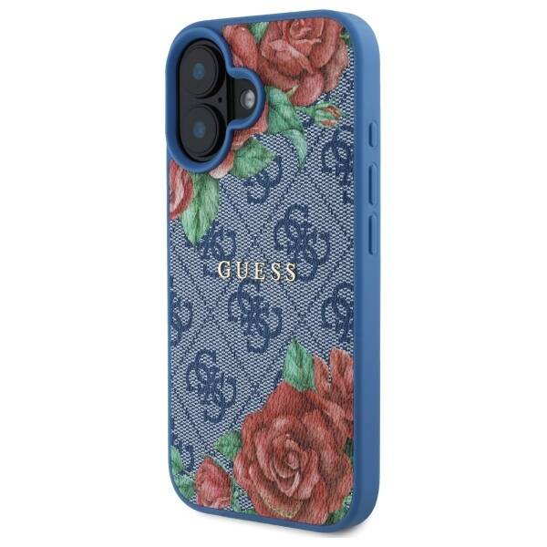 ETUI DO IPHONE 16 GUESS 4G FLOWERS PRINT MAGSAFE NIEBIESKIE