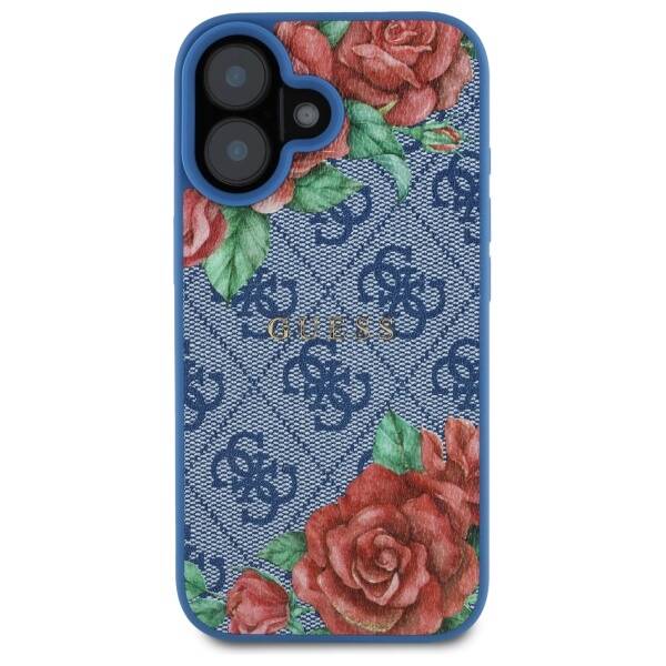 ETUI DO IPHONE 16 GUESS 4G FLOWERS PRINT MAGSAFE NIEBIESKIE