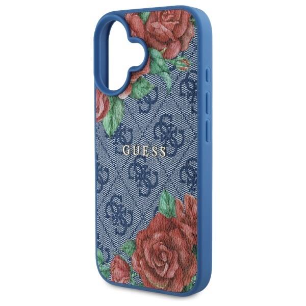 ETUI DO IPHONE 16 GUESS 4G FLOWERS PRINT MAGSAFE NIEBIESKIE