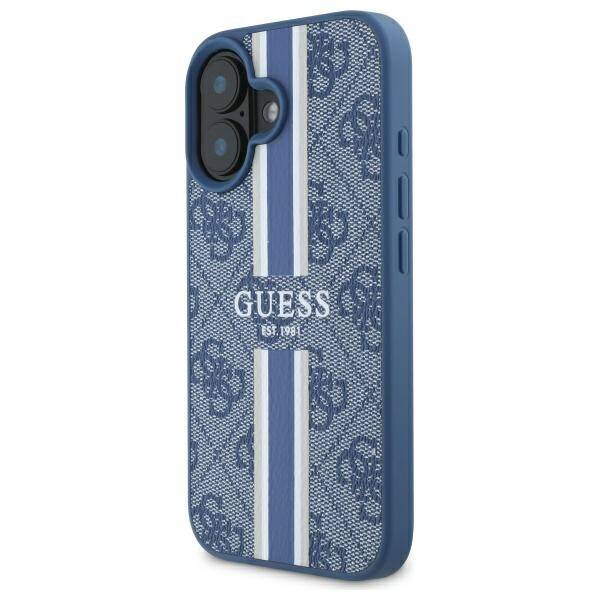 ETUI DO IPHONE 16 GUESS 4G PRINTED STRIPES MAGSAFE NIEBIESKIE