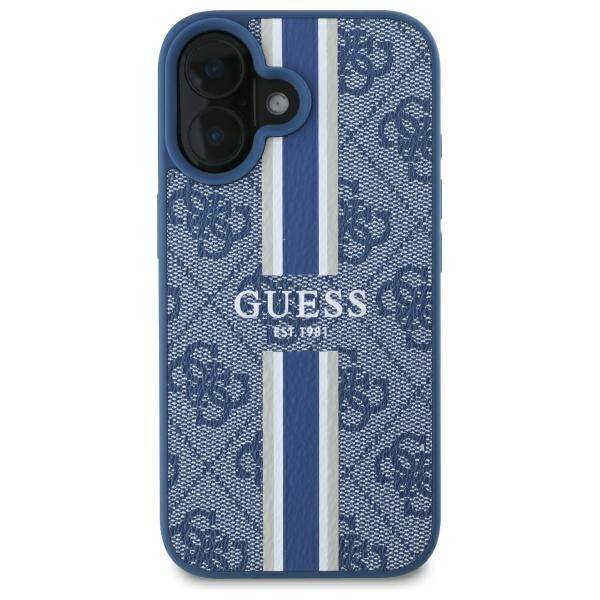 ETUI DO IPHONE 16 GUESS 4G PRINTED STRIPES MAGSAFE NIEBIESKIE