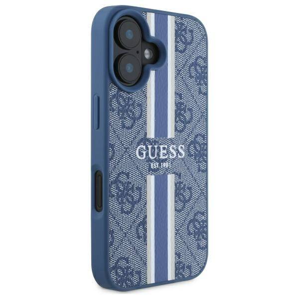 ETUI DO IPHONE 16 GUESS 4G PRINTED STRIPES MAGSAFE NIEBIESKIE