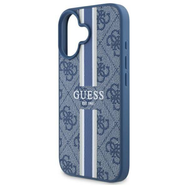 ETUI DO IPHONE 16 GUESS 4G PRINTED STRIPES MAGSAFE NIEBIESKIE