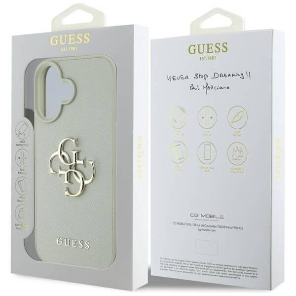 ETUI DO IPHONE 16 GUESS GRAINED BIG 4G LOGO SMALL CLASSIC LOGO ZIELONY